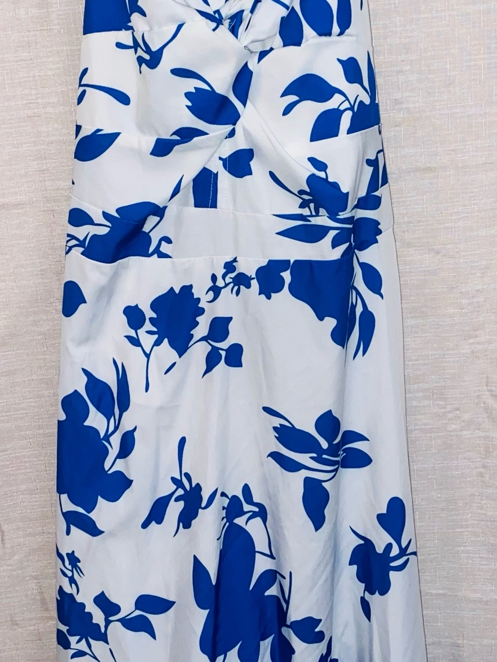 Women’s Blue & White Floral Tie Back Dress